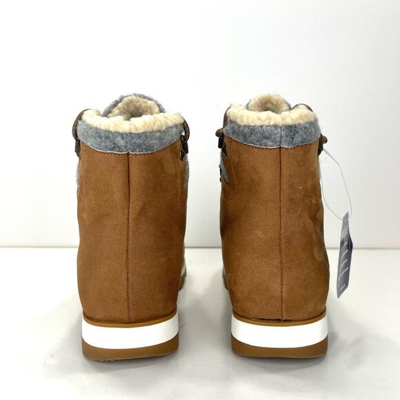 Sonoma Ortholite Eco Women Brown Winter Bootie Sz 10 Faux Suede/Fur Lace-Up New - Picture 5 of 16